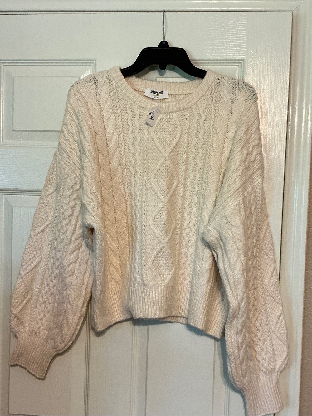 NWT Cream Cable-Knit Crew Sweater